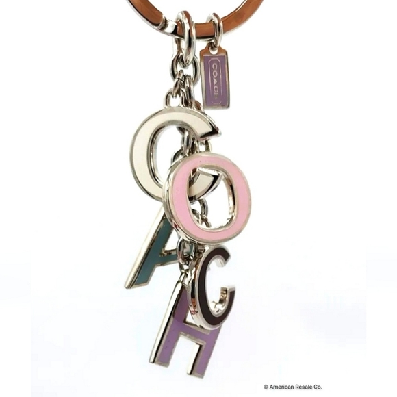 Vintage COACH Rare Pastel Letters Fob Multi Purse Charm Keychain Fob - Picture 1 of 7